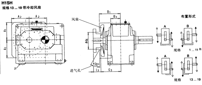 平行軸齒輪箱單級傳動(dòng)臥式安裝(類型H1SH)