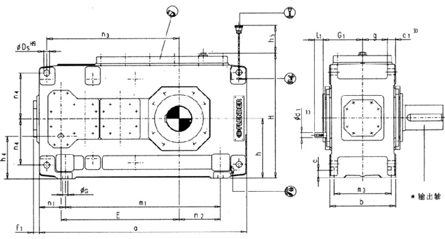平行軸齒輪箱四級(jí)傳動(dòng)臥式安裝(類型H4.H)