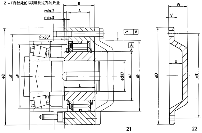內部逆止器FXM-螺栓連接安裝尺寸