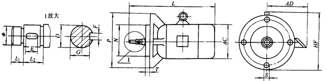 YGB系列管道泵專用三相異步電動(dòng)機(jī)外形尺寸